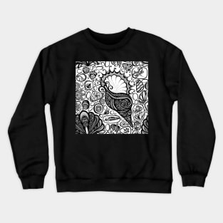 Monochrome Seamless Pattern with Sea Pebbles and Sea Shells Crewneck Sweatshirt